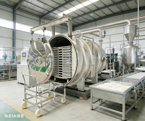 Dibangun untuk farmasi & makanan massal. Lyophilizer komersial 150kg per batch, Kamar stainless steel & Precision Temper Control