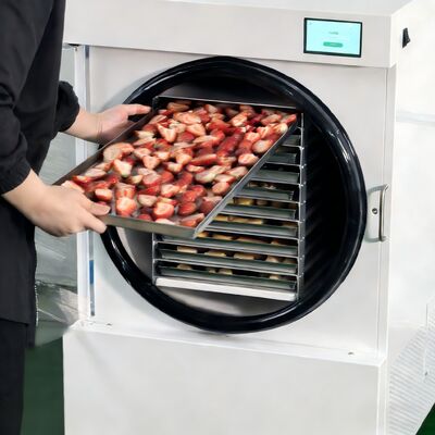 Mesin pengering beku rumah menengah menggunakan metode pemanasan listrik memastikan operasi energi dan pengeringan yang konsisten di seluruh batch