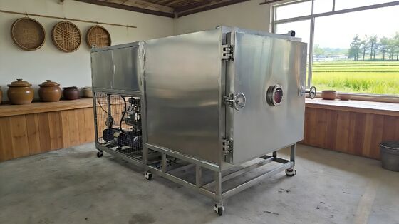 Pengering Beku Industri Baja Tahan Karat 304 Menampilkan Sistem Pemanas Listrik dan Unit Pendingin BITZER Atau Leybold untuk Hasil yang Konsisten