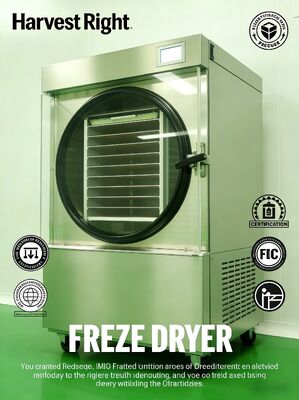 Freeze Dry Cycle 24 sampai 30 Jam Freeze Dryer Rumah 1100 1000 1180 Milimeter 215 Kilogram Berat Freeze Drying untuk Rumah