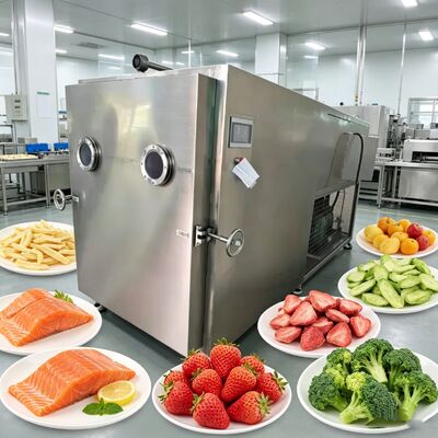 Air Dingin Vacuum Freeze Dryer Makanan dengan Pemanasan Listrik dan Vacuum Degree kurang dari atau sama dengan 10Pa ideal untuk penyimpanan makanan jangka panjang