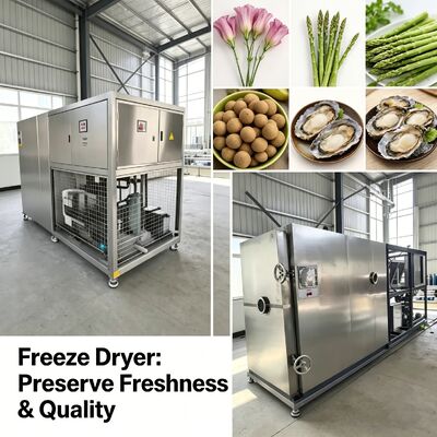 Suhu pengeringan beku Minus 40 sampai 80 derajat Vacuum Food Freeze Dryer Featuring PLC Control and Customized Voltage for Operation
