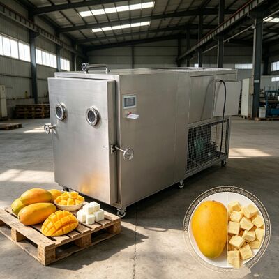 Dua tahap Rotary Vane Vacuum Pump Vegetable Freeze Dryer Chamber Ukuran 1800 1700 1300mm Rentang suhu minus 50 hingga plus 50 Celsius