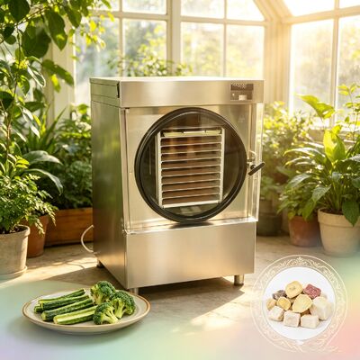 Rentang suhu pengering beku rumah tangga menengah -50 derajat Celcius sampai plus 90 derajat Celcius cocok untuk pengawetan makanan dan laboratorium