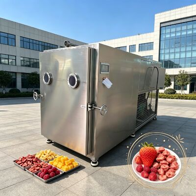 100Kg batch Vegetable Freeze Dryer dengan kisaran suhu minus 50 plus 50 derajat Celcius dan Dua tahap Rotary Vane Vacuum Pump