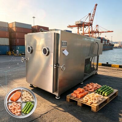 304 stainless steel industri freeze dryer dengan kapasitas batch 100kg dan sistem kontrol PLC